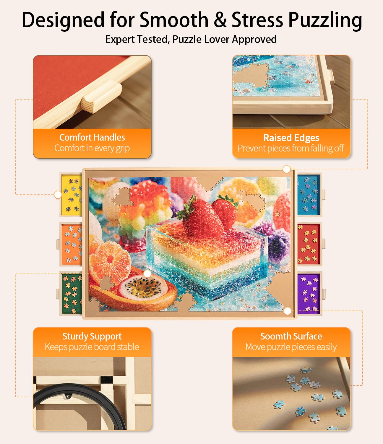 JOIN&JOY puzzle board pro colorful drawers for color- or shape-based sorting
