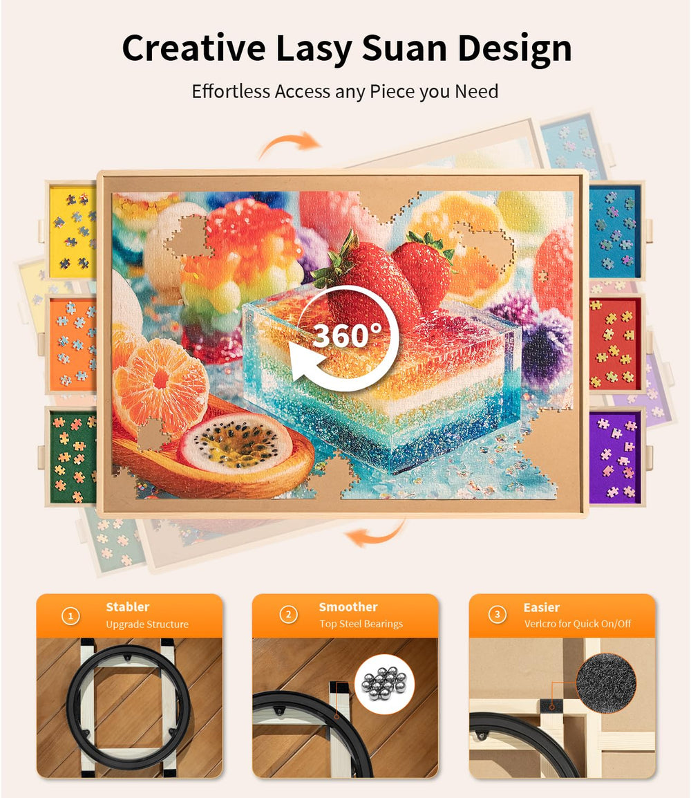 JOIN&JOY puzzle board pro sturdy hardwood holds up to 2000 pieces