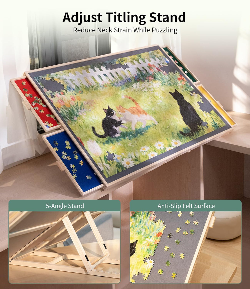 JOIN&JOY puzzle board supports up to 1,500 pieces for versatility.