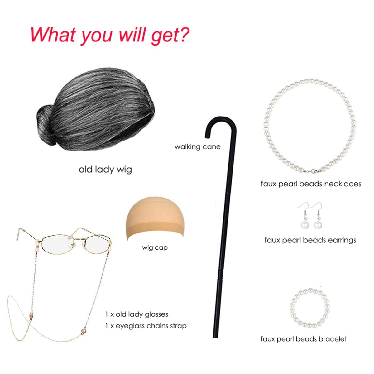 Joizomou old lady glasses complete convincing elder look
