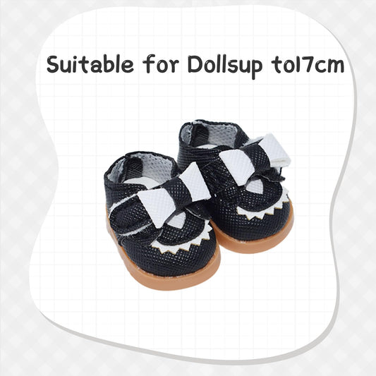 Close-up of material and stitching on Jojedomo 17cm doll shoes for durability.
