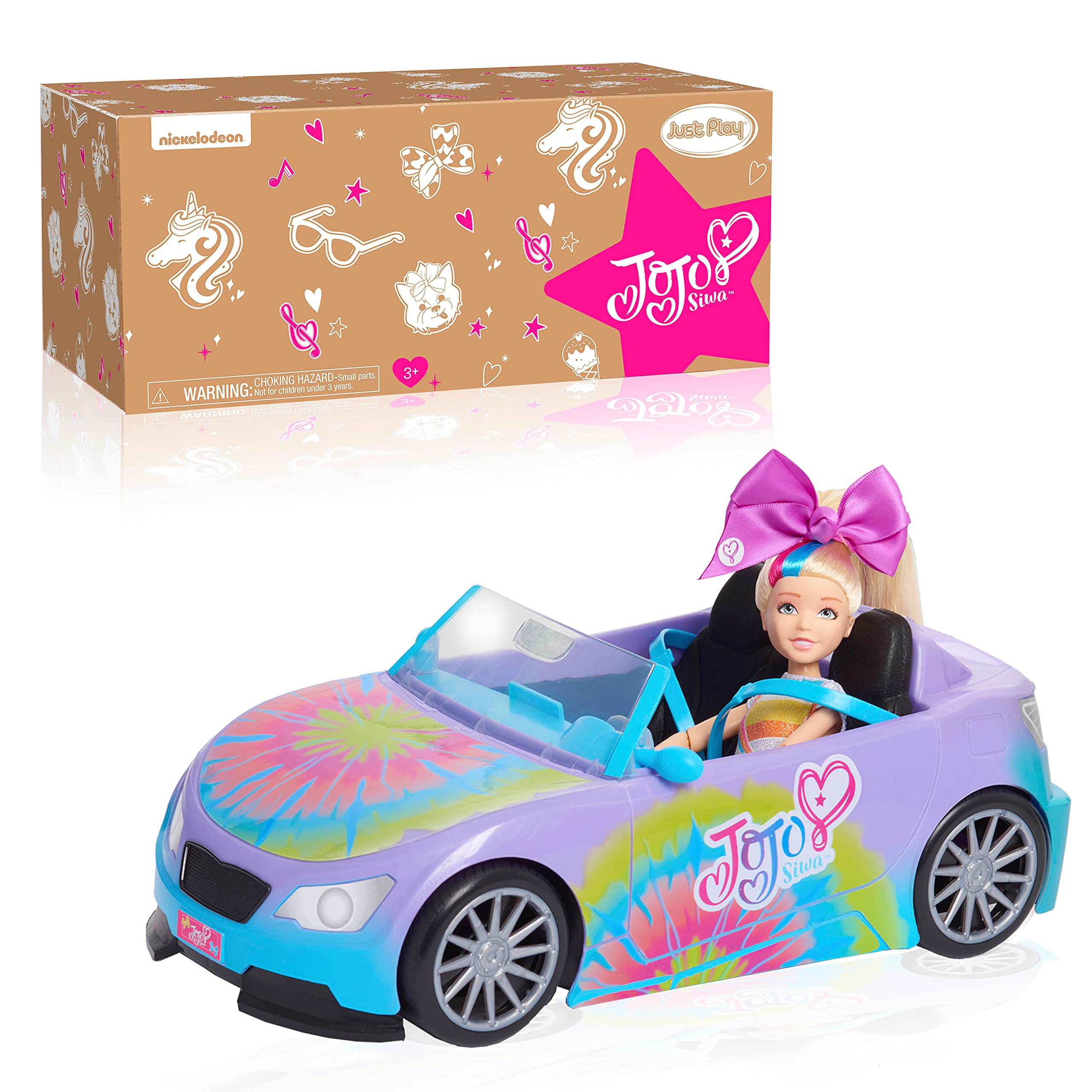 JoJo Siwa California Cruiser with sparkly ombre and rainbow tie-dye detail for imaginative play.
