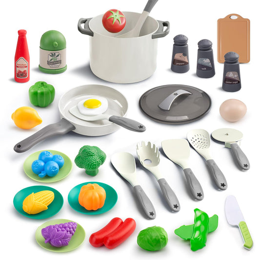 JOKERKING 35-piece pink stockpot for imaginative pretend cooking