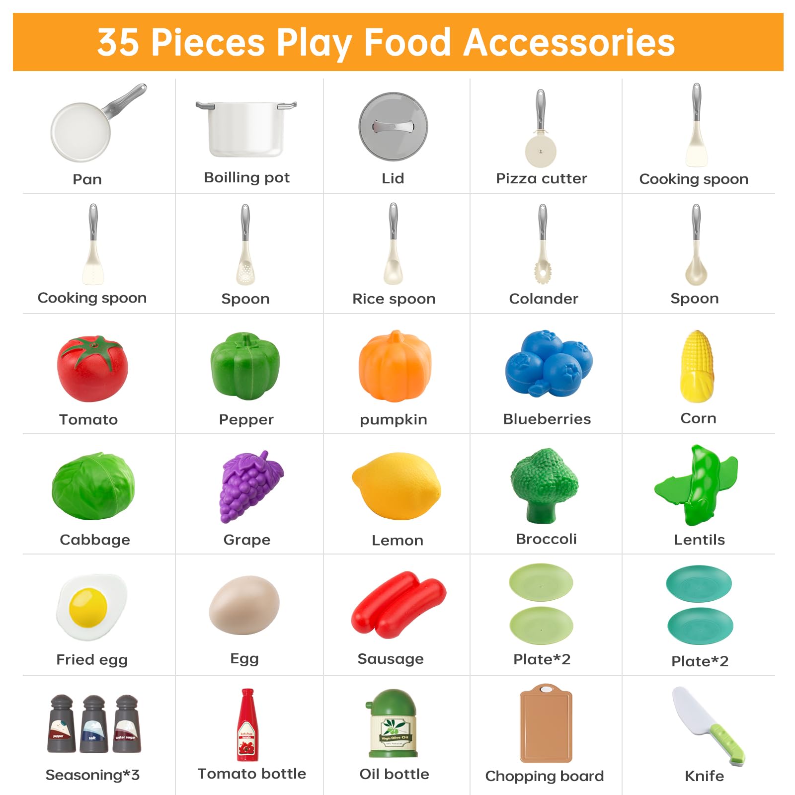 JOKERKING 35-piece spatula supports creative pretend cooking