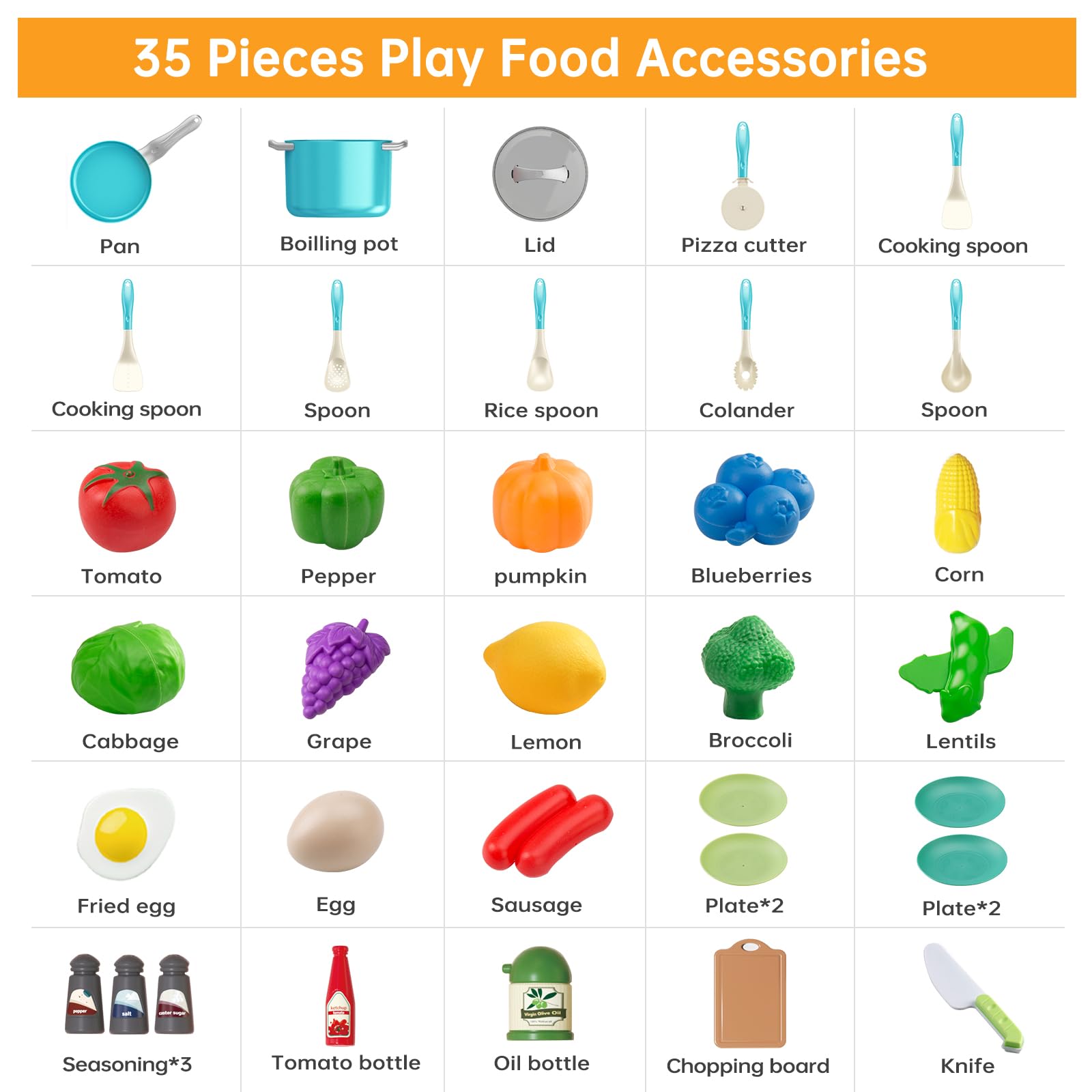 JOKERKING 35Pcs spatula promotes hands-on cooking pretend play