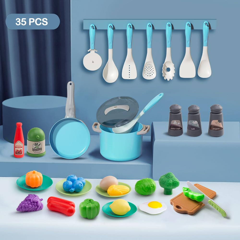 JOKERKING 35Pcs turquoise frying pan supports fine motor skills