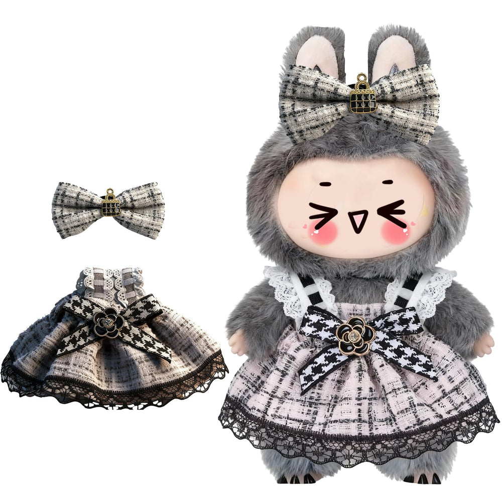 JOKERKING Labubu dress in black and white, front view for stylish display