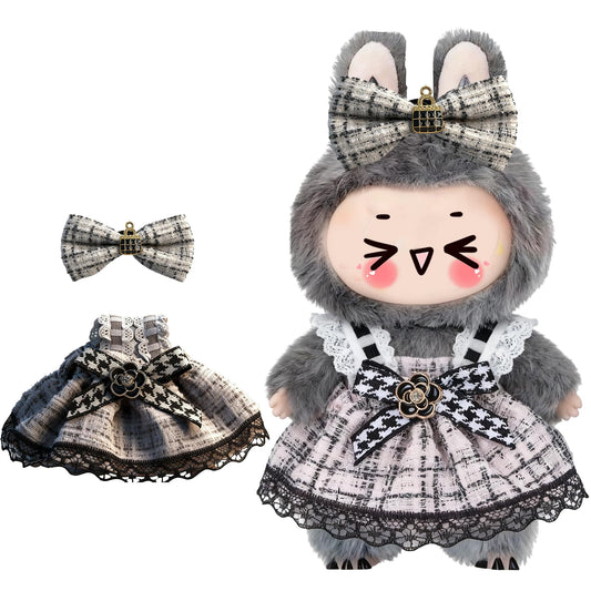 JOKERKING Labubu dress in black and white, front view for stylish display