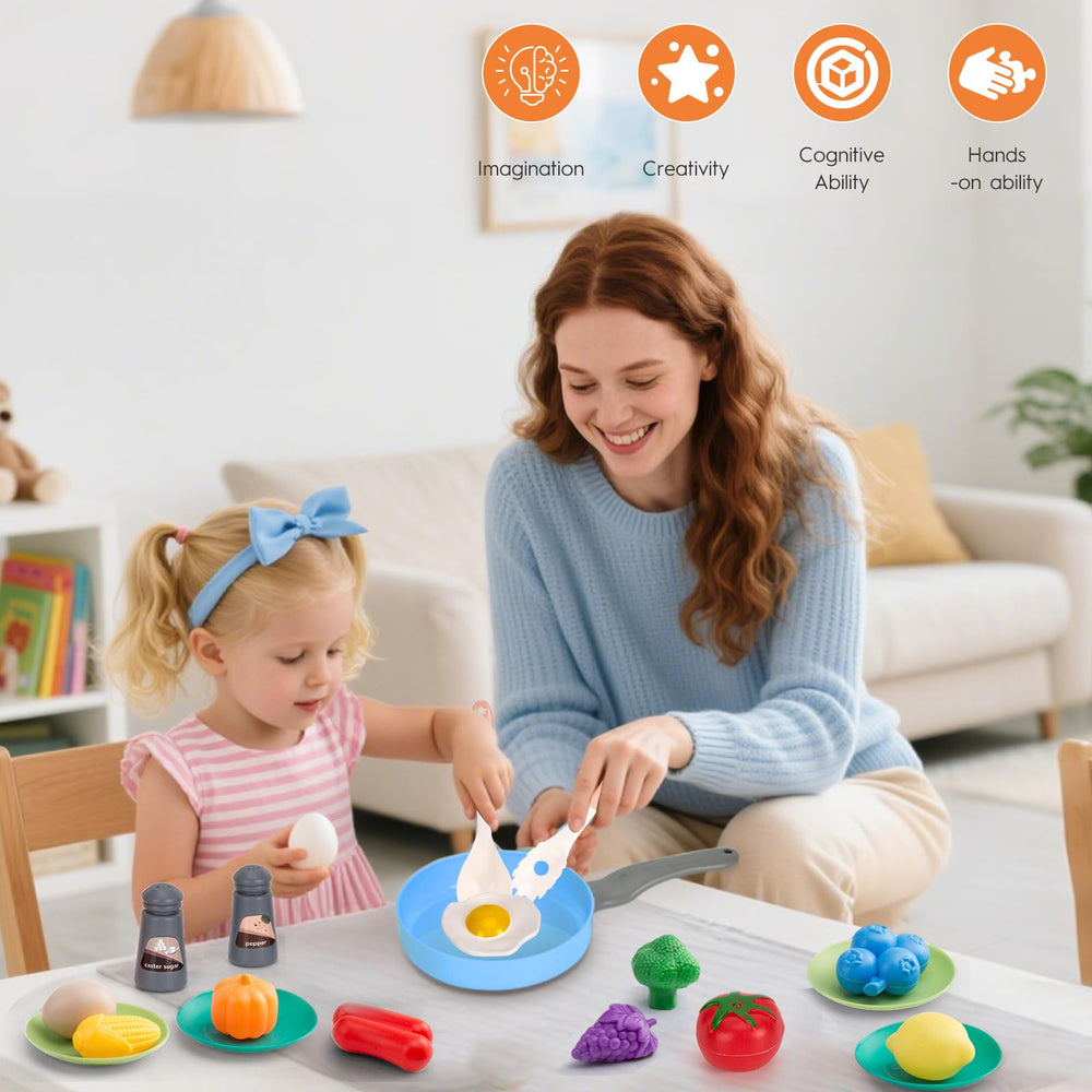 JOKERKING blue plates for serving pretend meals during kitchen play
