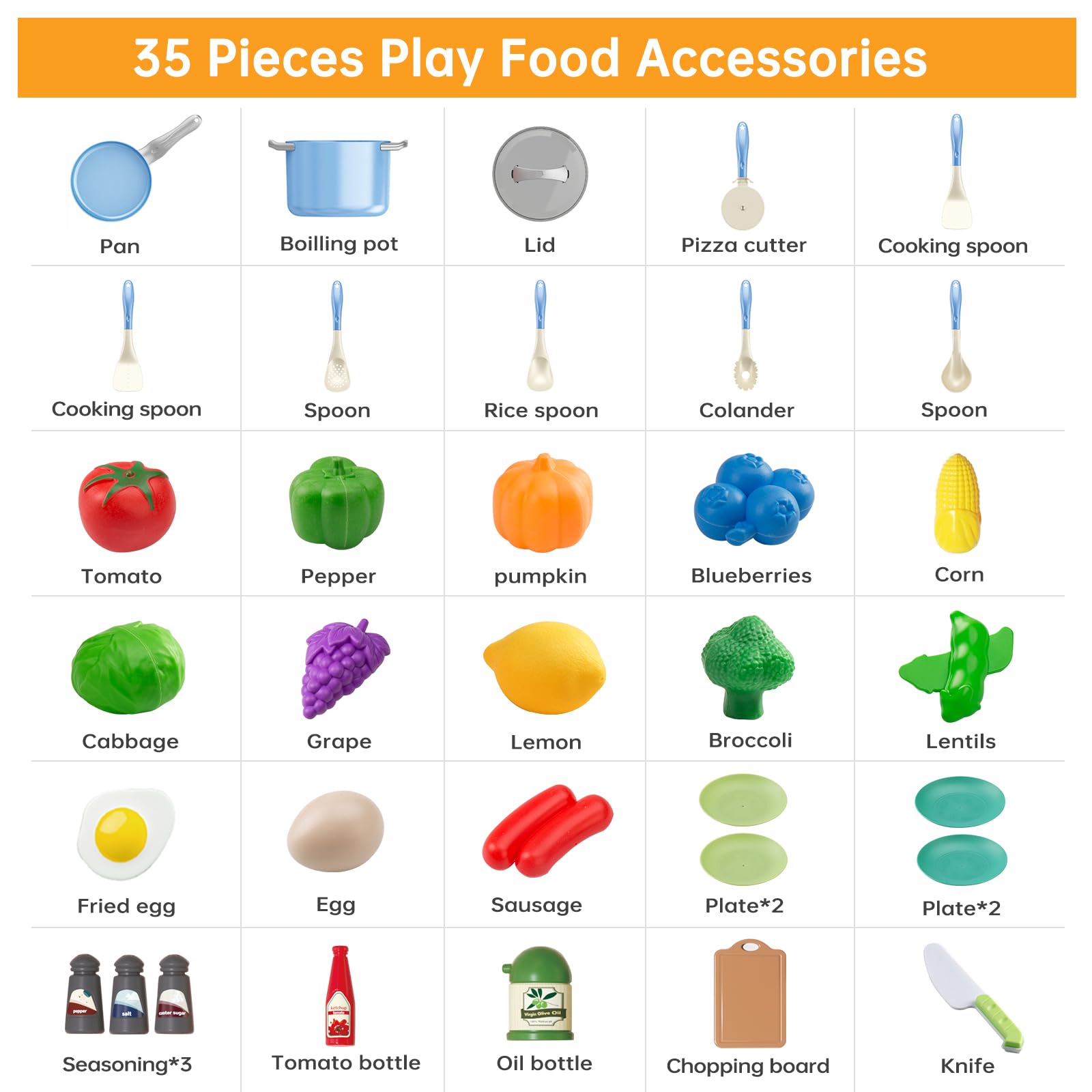 JOKERKING blue play food set adds color and variety for young chefs