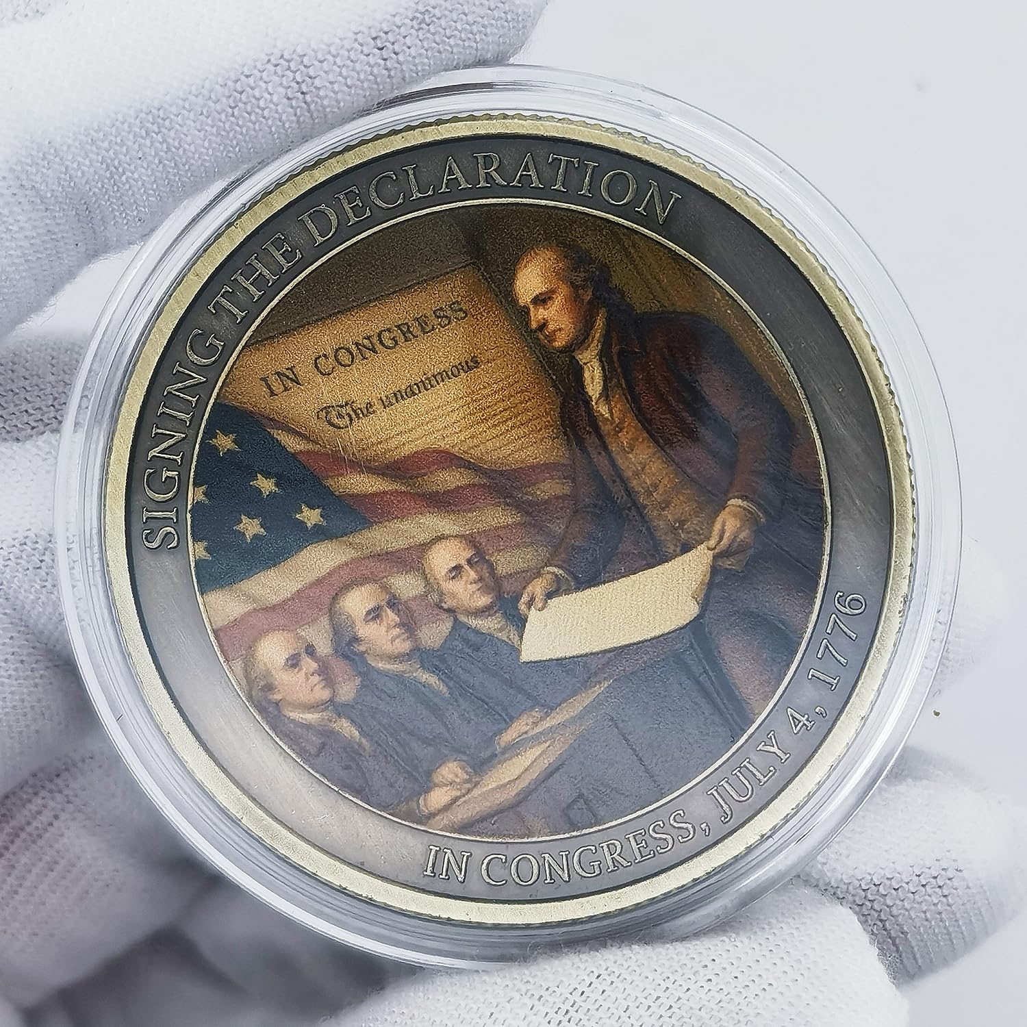 Jokimu coin close-up of eagle plumage and flag detail for visual appreciation