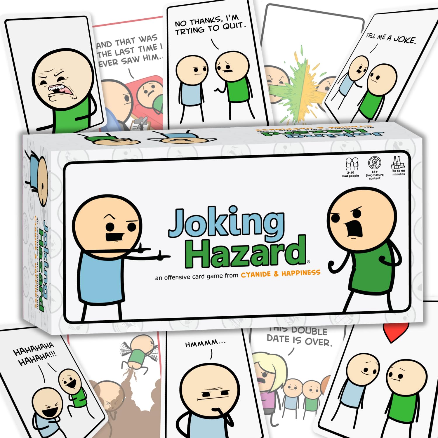 Joking Hazard box front with bold art for instant shelf appeal.