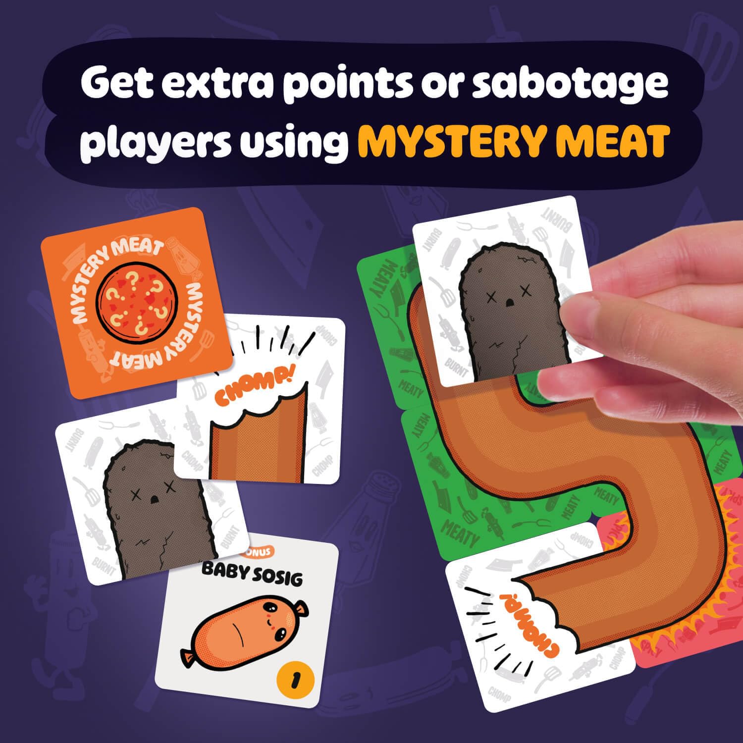 Joking Hazard Sosig reference card keeps rules accessible.