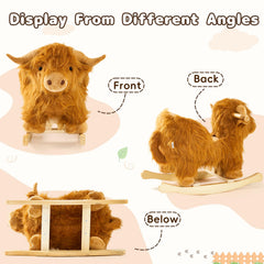 JOLIE VALLÉE TOYS & HOME Highlander cattle rocking horse soft fabric and plush filling