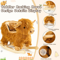 JOLIE VALLÉE TOYS & HOME Highlander cattle rocking horse close-up solid wood texture