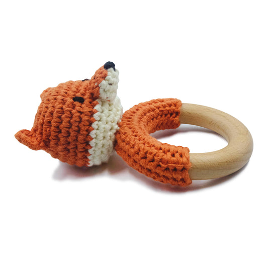 Joliecraft Crochet Baby Rattle Handmade, soft yarn inviting touch and discovery.