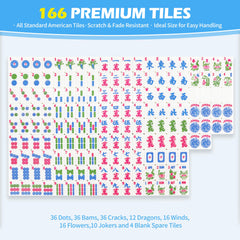Jolitac mahjong tiles with embossed numerals for quick recognition from angles
