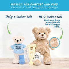 Jolitee teddy crutch detail, flexible positioning for injuries.