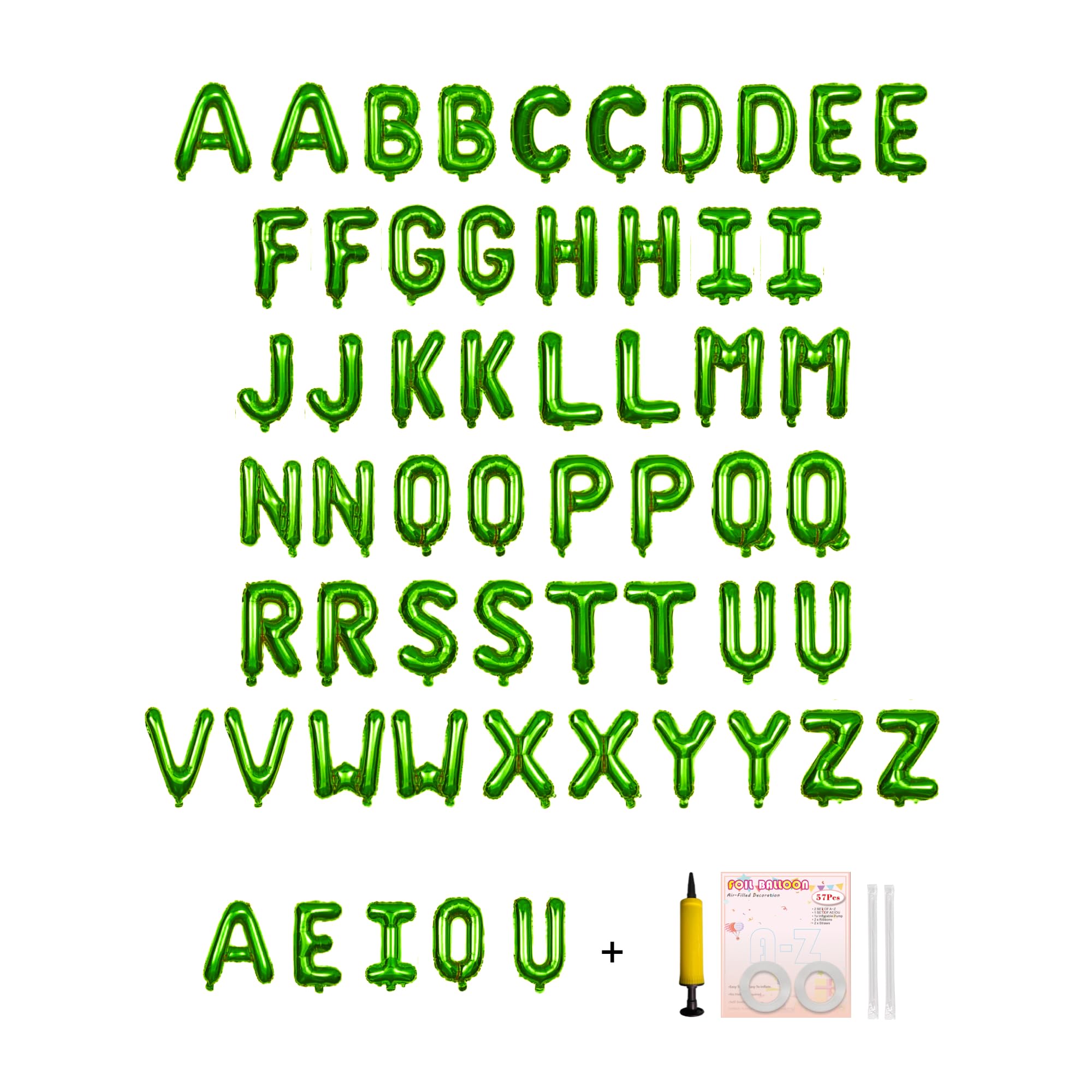 Jolixiraz 58-piece alphabet balloons arranged A-Z for personalized messages at celebrations.