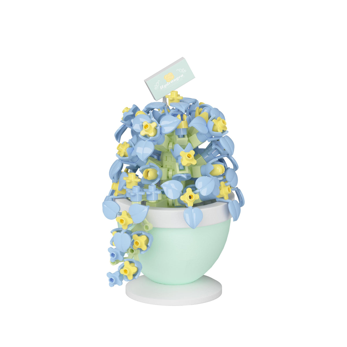 Jollcnoia Hydrangea mini bonsai blocks assembly for a tranquil desk decor