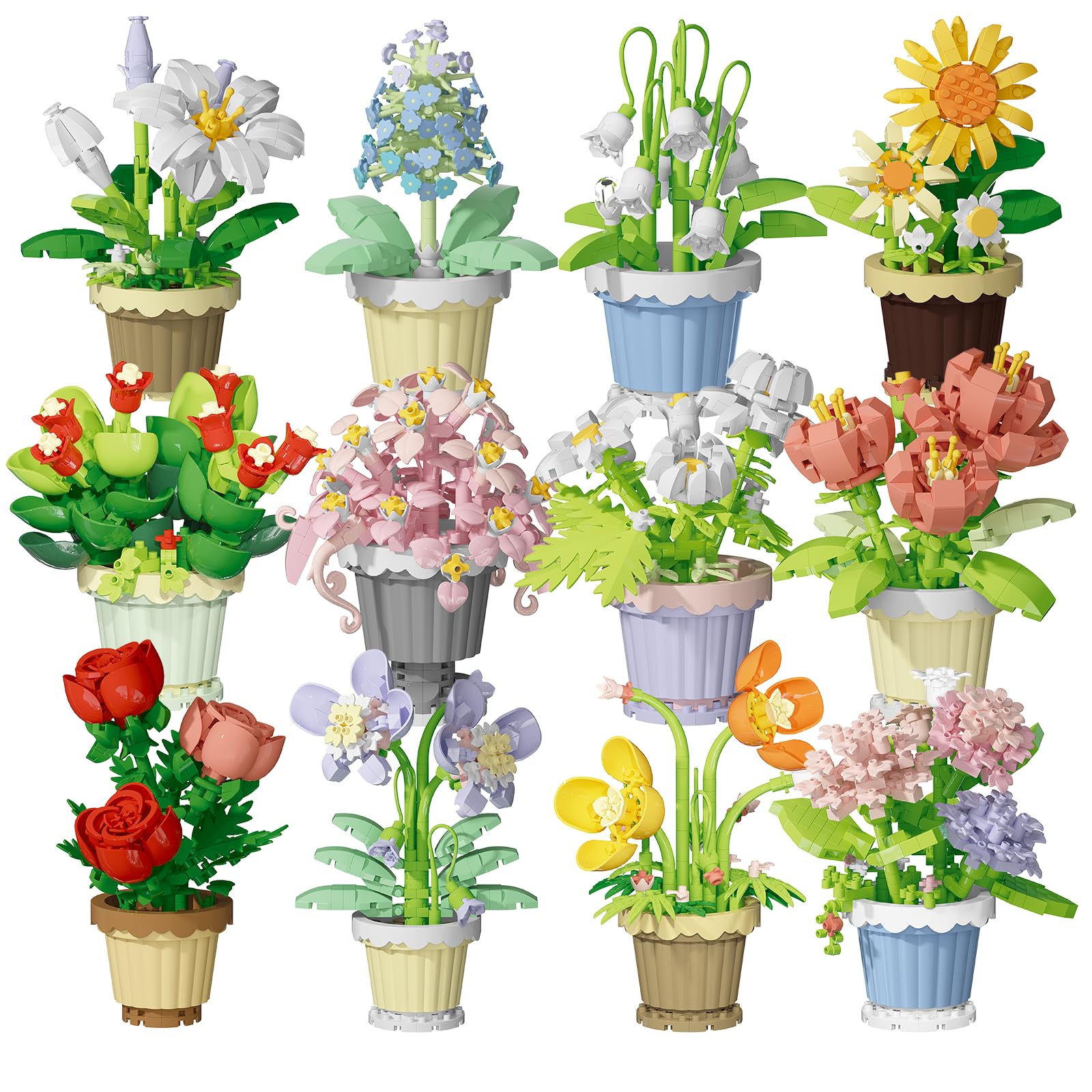 Jollcnoia mini flower bonsai blocks brighten desks with a calming, nature-inspired display.