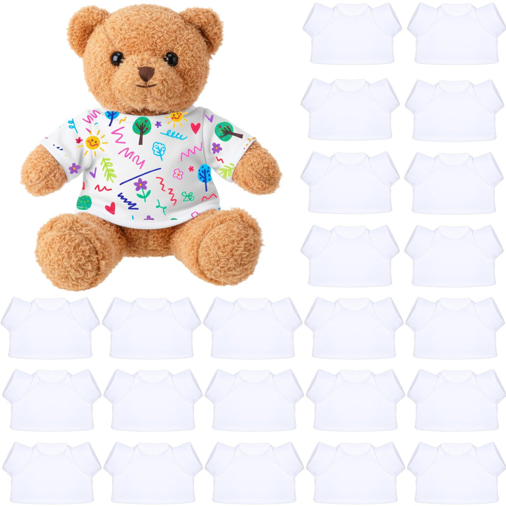 JolliLudo teddy shirt pack: 24 white blanks for 14-16 inch bears, ready for customization.