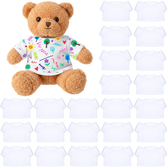 JolliLudo teddy shirt pack: 24 white blanks for 14-16 inch bears, ready for customization.