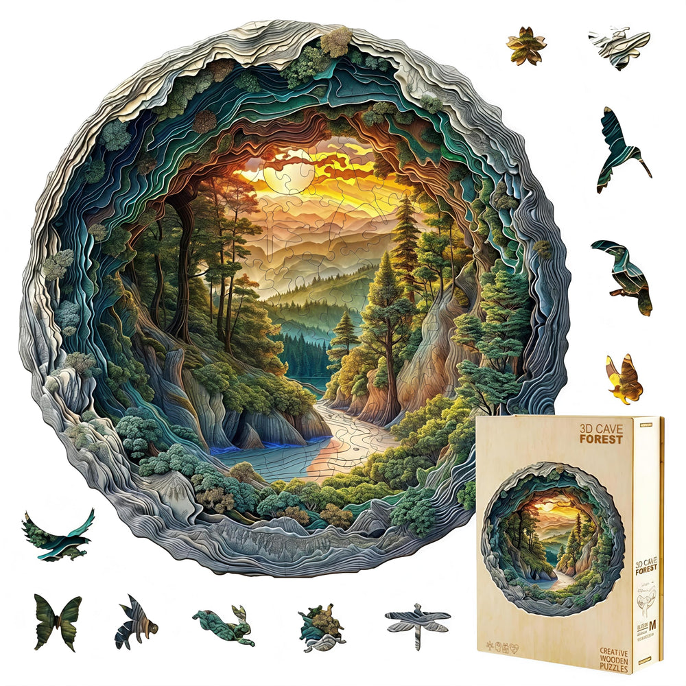 Jollitot 3D cave forest puzzle front view for immersive display