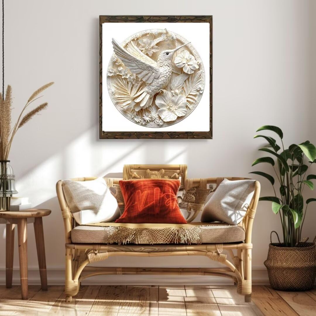 Jollitot 3D hummingbird puzzle piece detail highlights individual shapes for a satisfying fit.