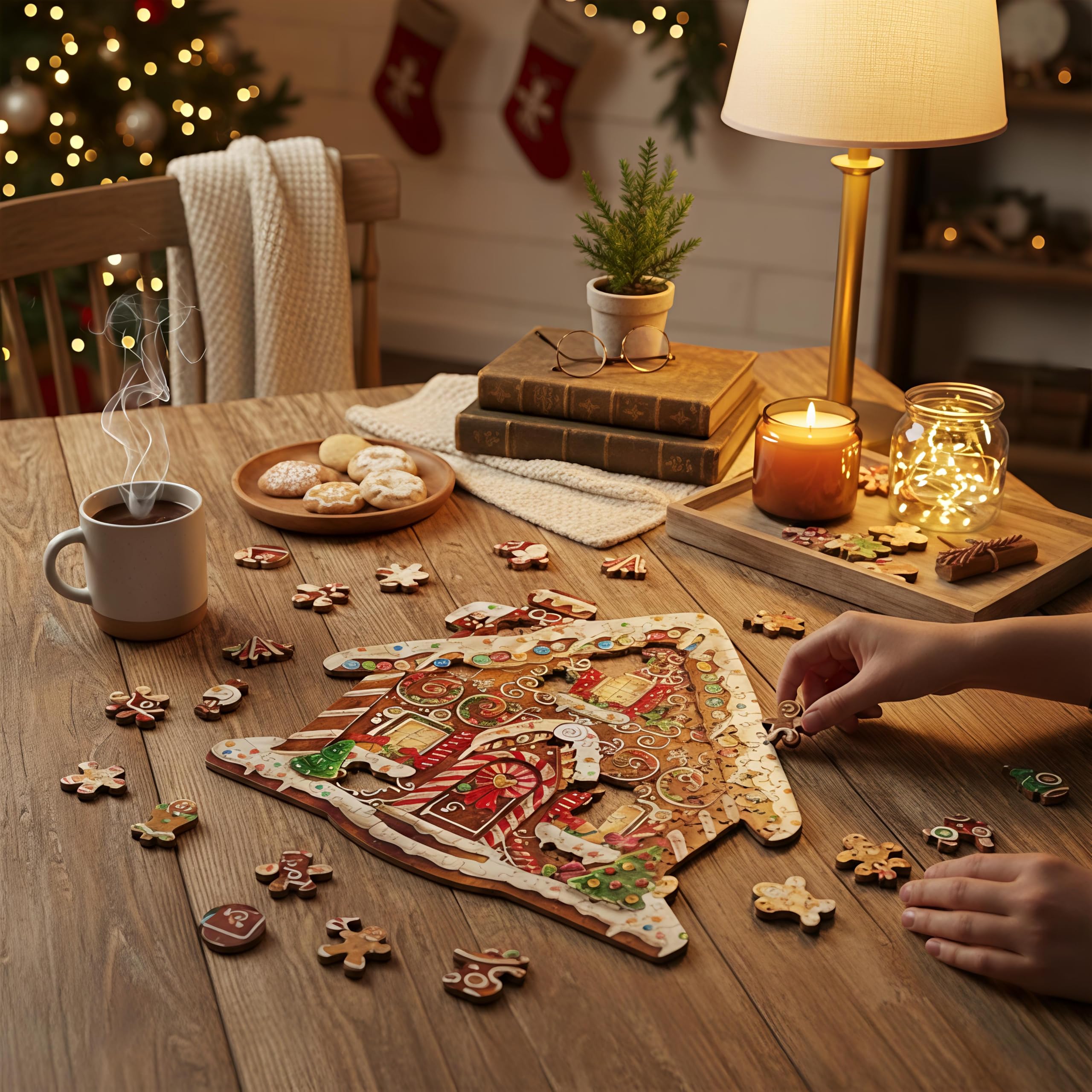 Jollitot Gingerbread House Puzzle dripping glaze close-up, supports careful hands-on play.