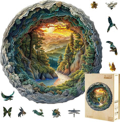 Jollitot round 3D cave forest puzzle for mindful assembly and display.