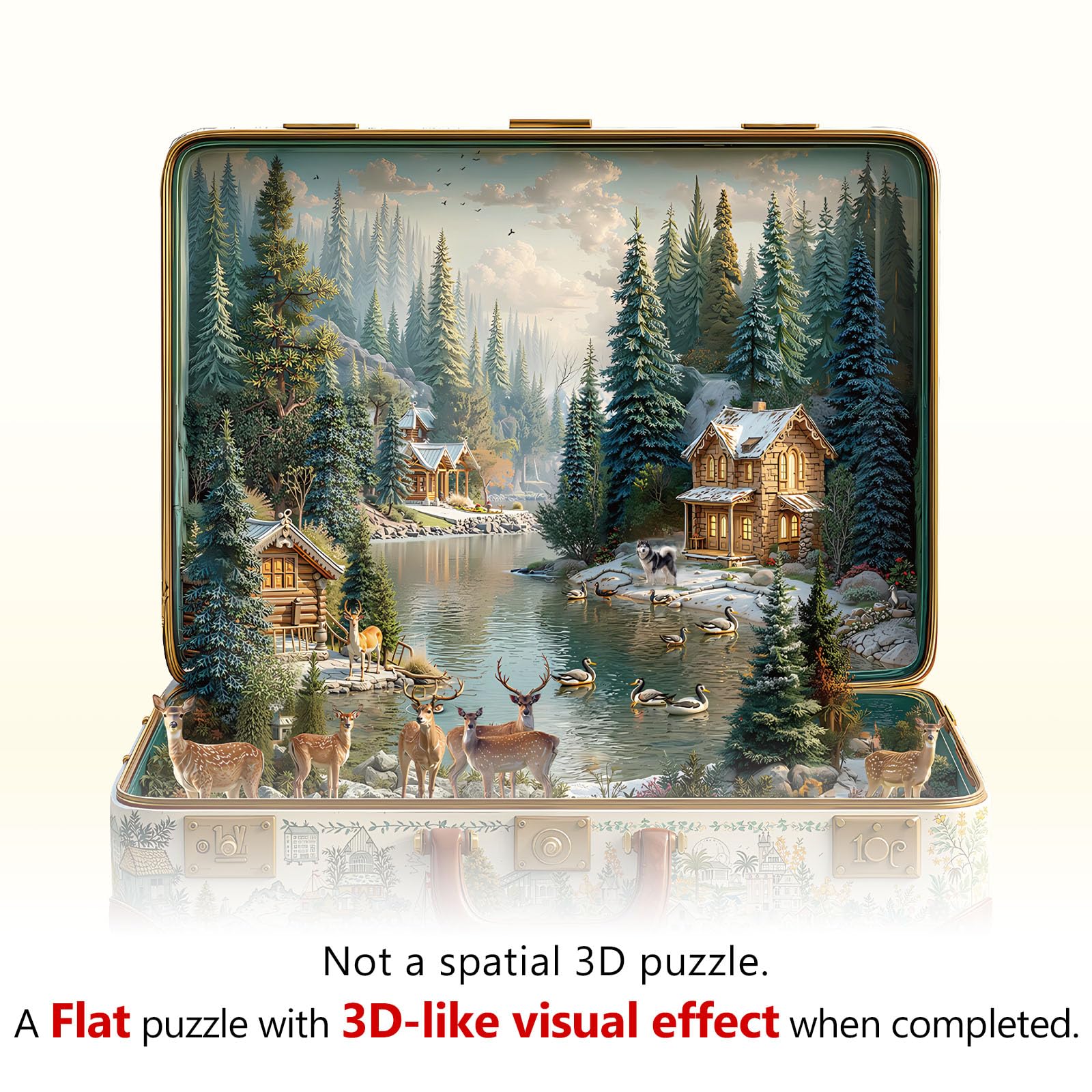 Jollitot Nordic forest puzzle unboxing scene suggests easy setup and family fun.