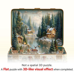 Jollitot Nordic forest puzzle unboxing scene suggests easy setup and family fun.
