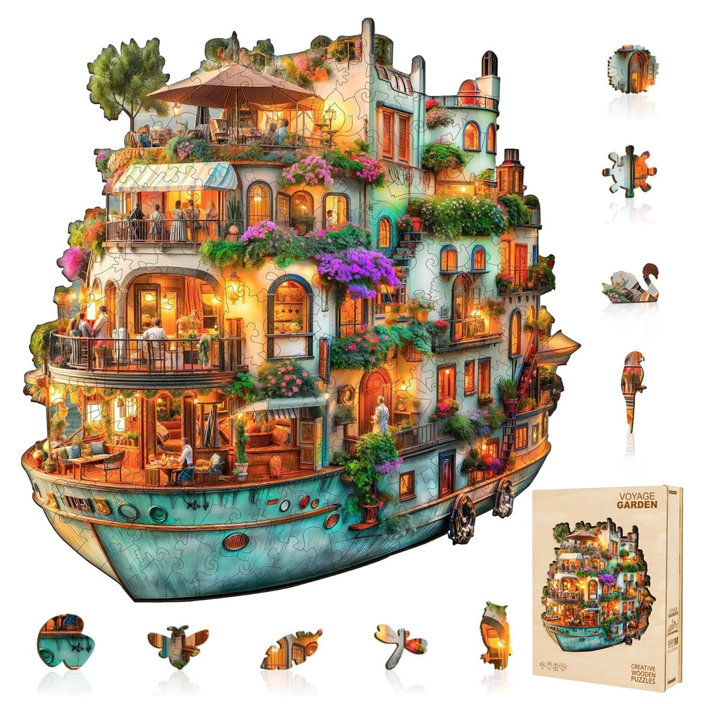 Jollitot Voyage Garden floating villa puzzle with Mediterranean charm, ideal for mindful evenings.