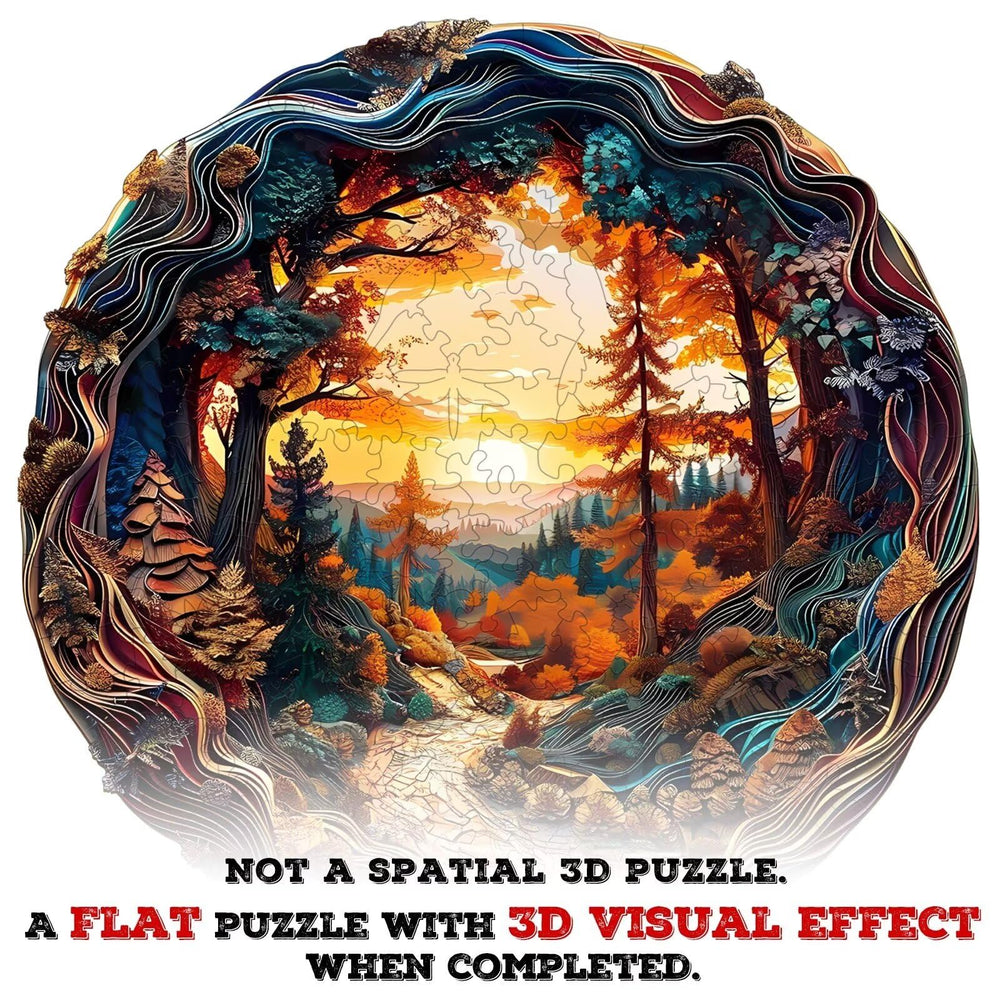 Jollitot 3D winding road puzzle with paper-cut style and autumn hues