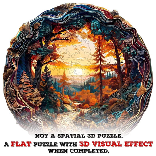 Jollitot 3D winding road puzzle with paper-cut style and autumn hues