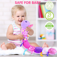Jollybaby Lake-blue tail rattle encourages grasping and motor skill practice.