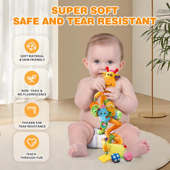 Jollybaby giraffe stroller-toy attachment stays secure during walks