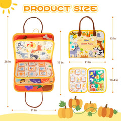 Jollybaby Portable quiet book folded into compact carry bag for travel
