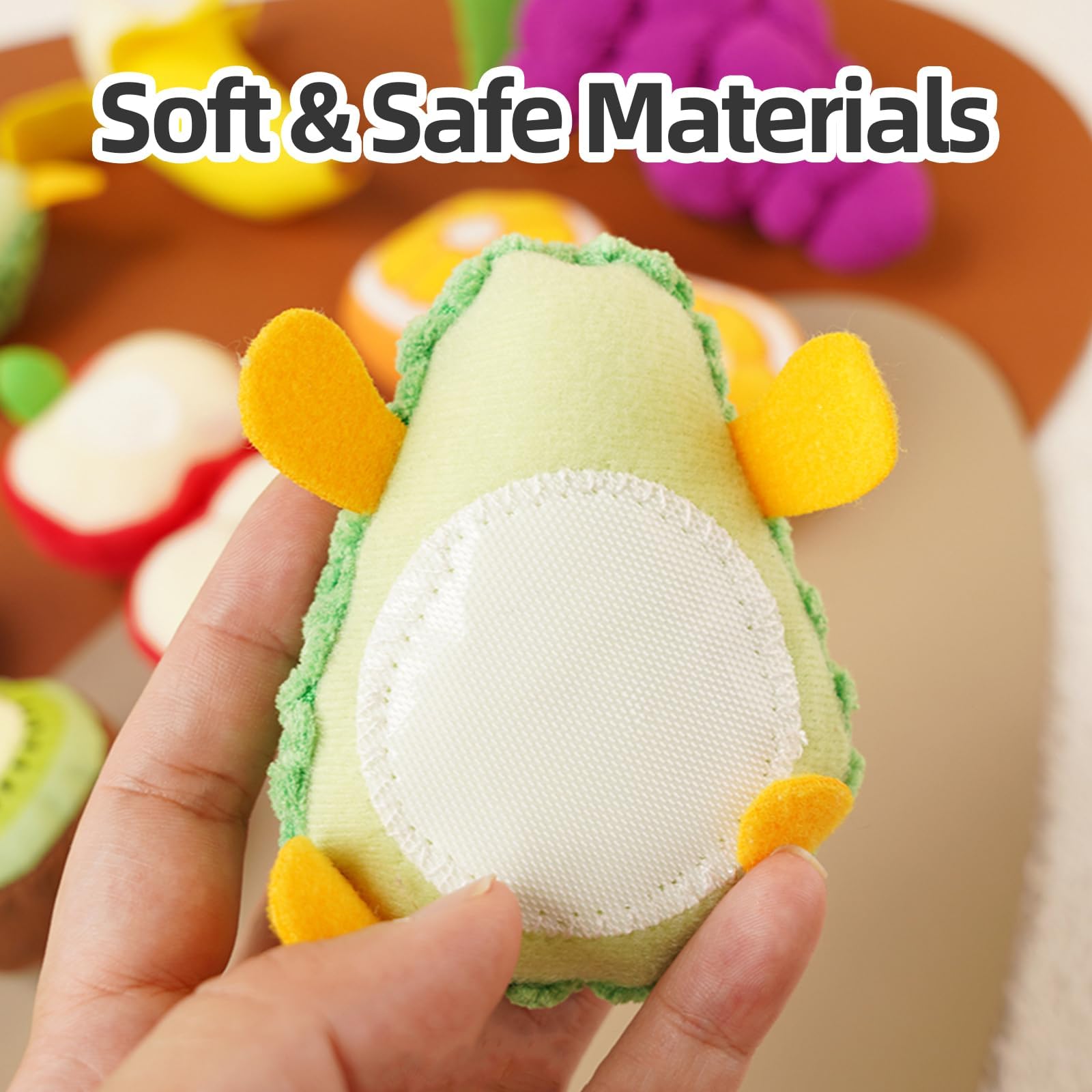 Jollybaby Apple plush fruit: durable, soft fruit for pretend cooking and color recognition.