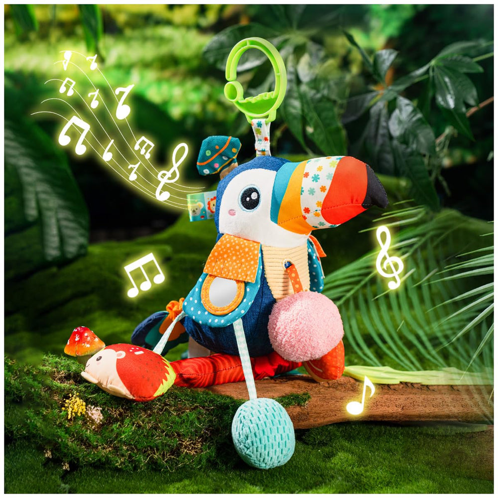 Jollybaby portable hanging toy with sturdy hook for travel.