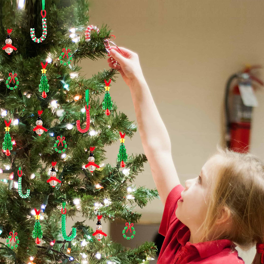 Jollylife beaded candy cane ornaments shown for joyful, classroom-friendly crafting sessions.