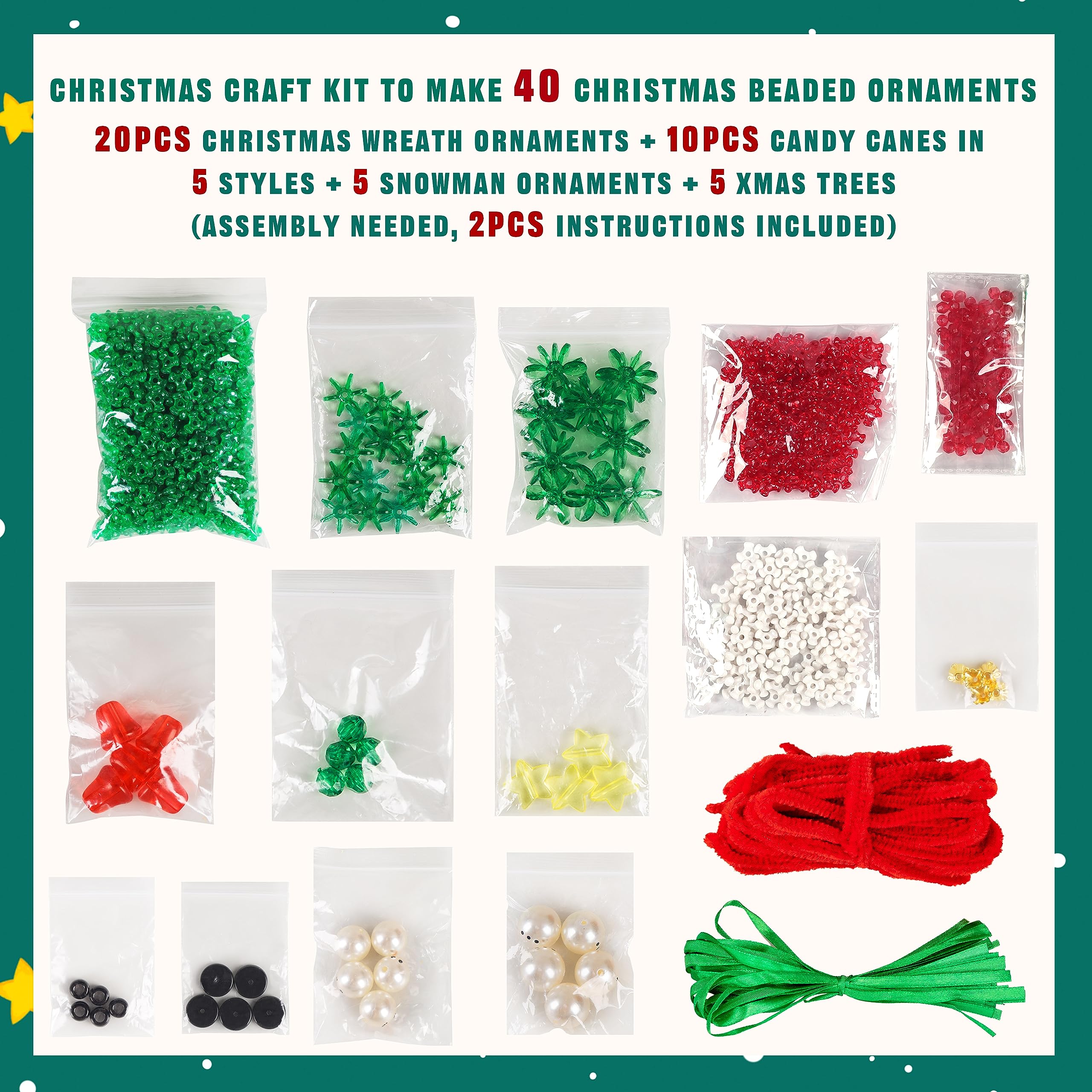 Jollylife snowman bead ornament laid out for cozy winter family crafting.