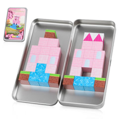 Jollynamy mini portable magnetic blocks with iron box for travel play and storage