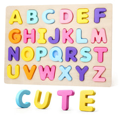 JOLSNAF wooden alphabet puzzle for toddlers promotes early letter recognition