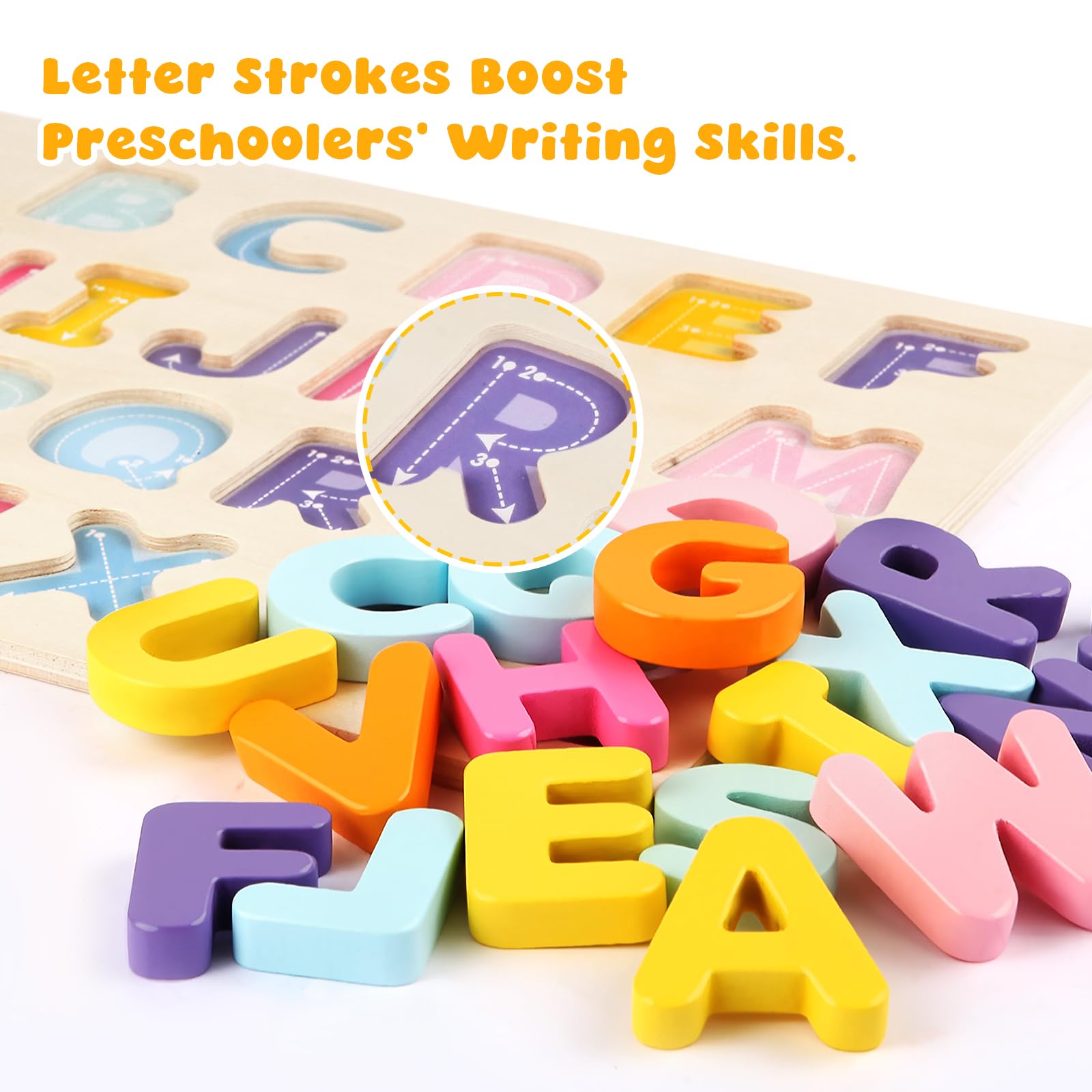 JOLSNAF bright color alphabet puzzle helps color and letter recognition