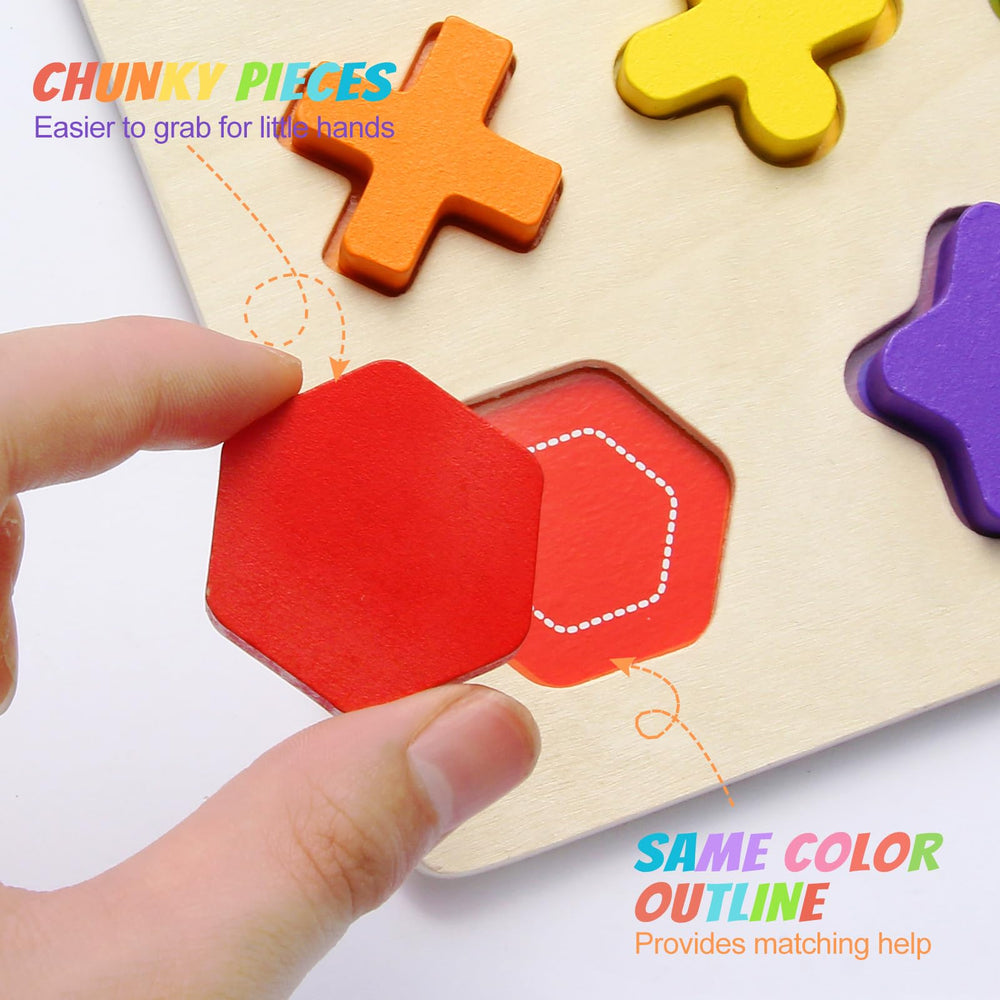JOLSNAF wooden puzzles support fine motor skills and memory with bright, inviting colors