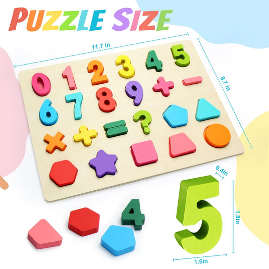 JOLSNAF numbers shapes puzzle set promotes shape and color learning with durable pieces