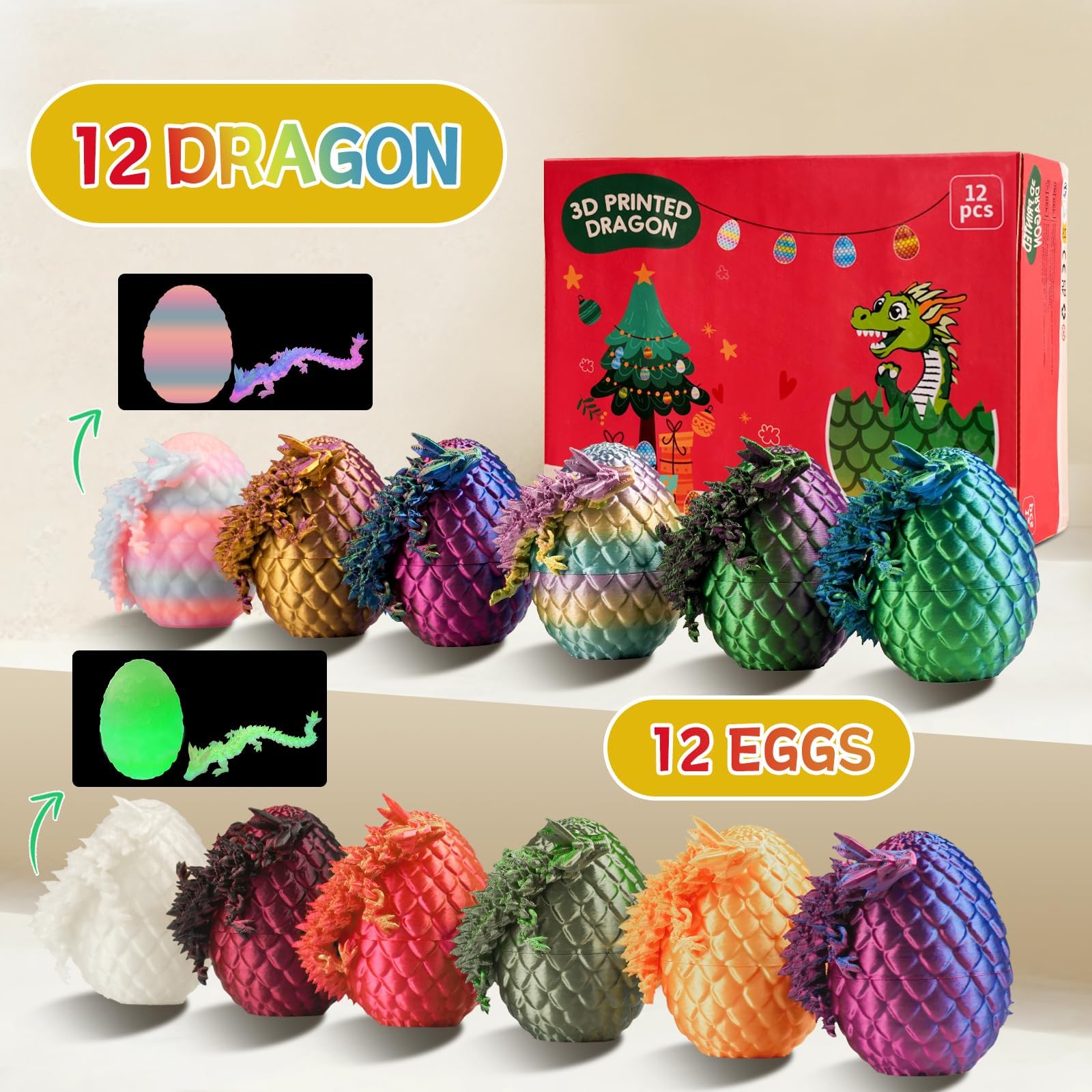 JOMBY dragon-inside eggs close-up reveal detailed scales and articulated joints for tactile interest.