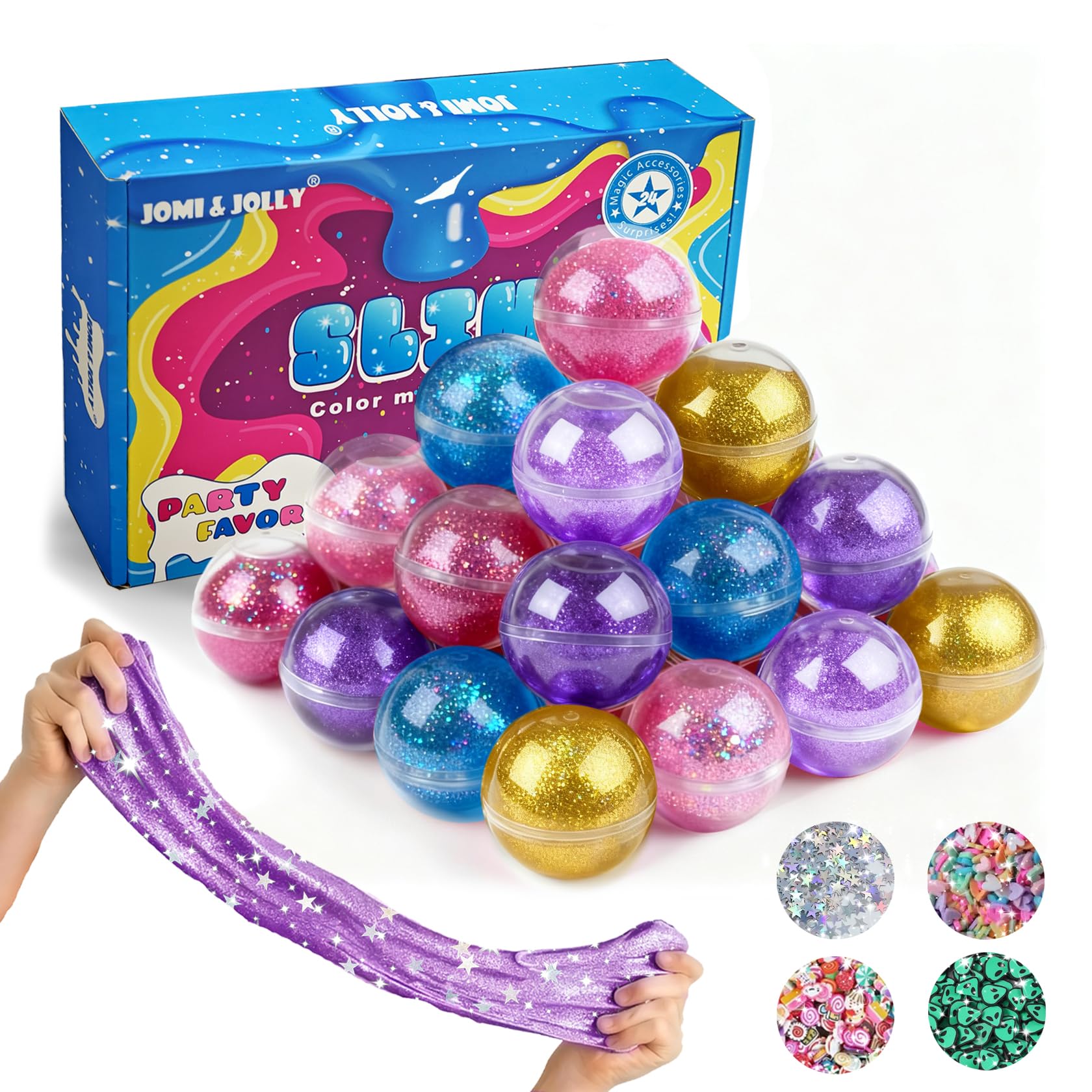 Jomi & Jolly rose red slime ball for creative play and sensory exploration.